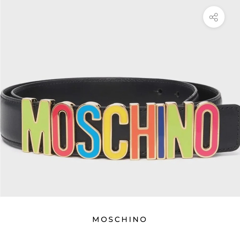 Moschino black belt w/ multicolor label